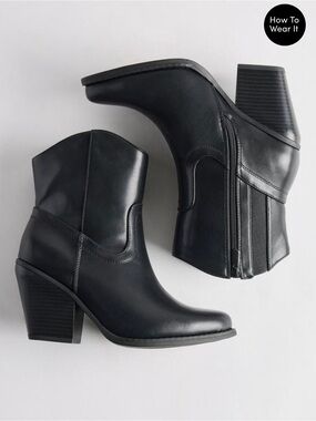 torrid Black Western-Inspired Block Heel Ankle Boots